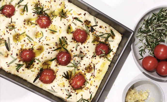 Garlic, rosemary and tomato foccacia