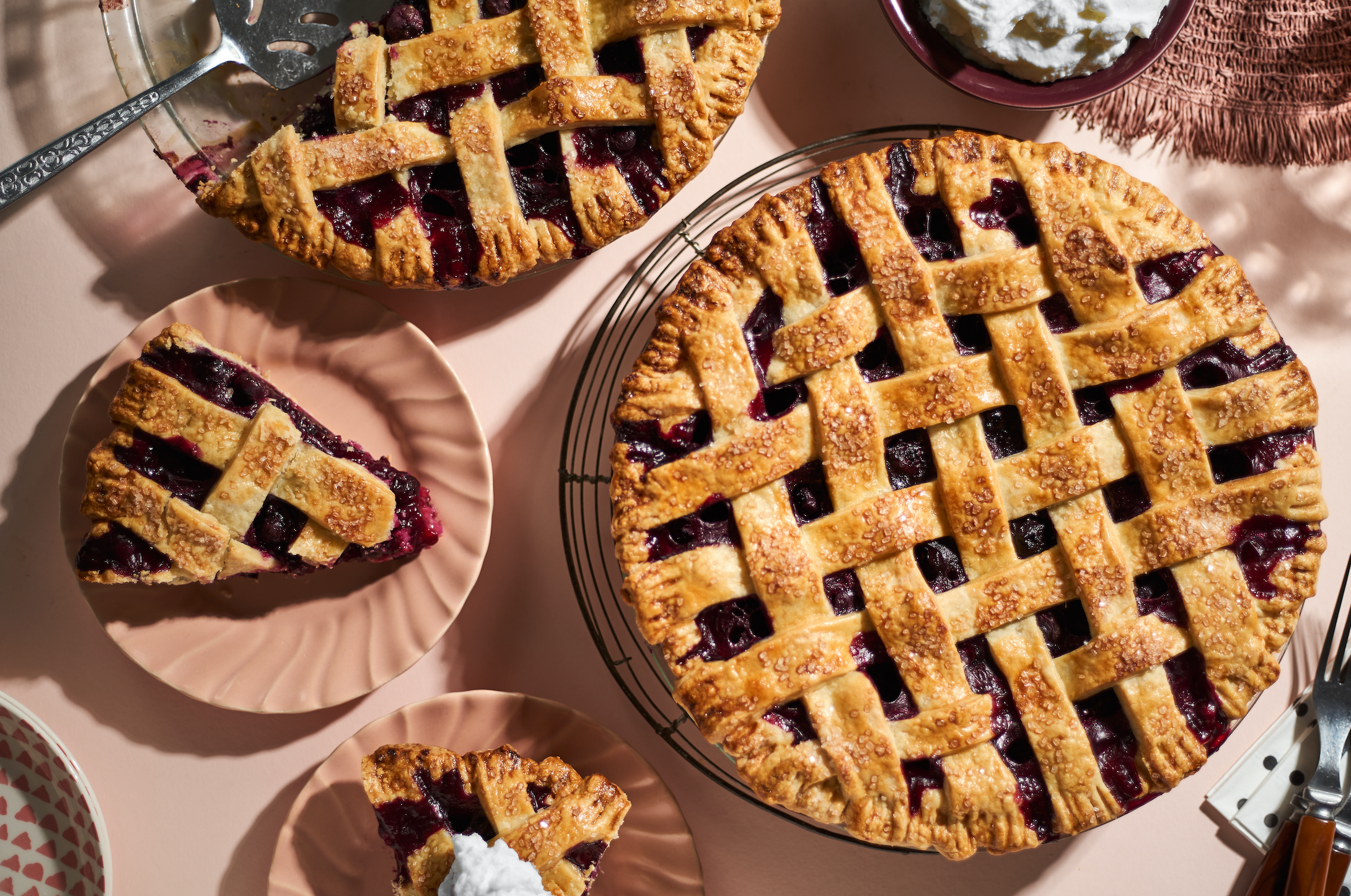 Blueberry lattice pie