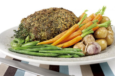 Lemon and herb encrusted leg of lamb