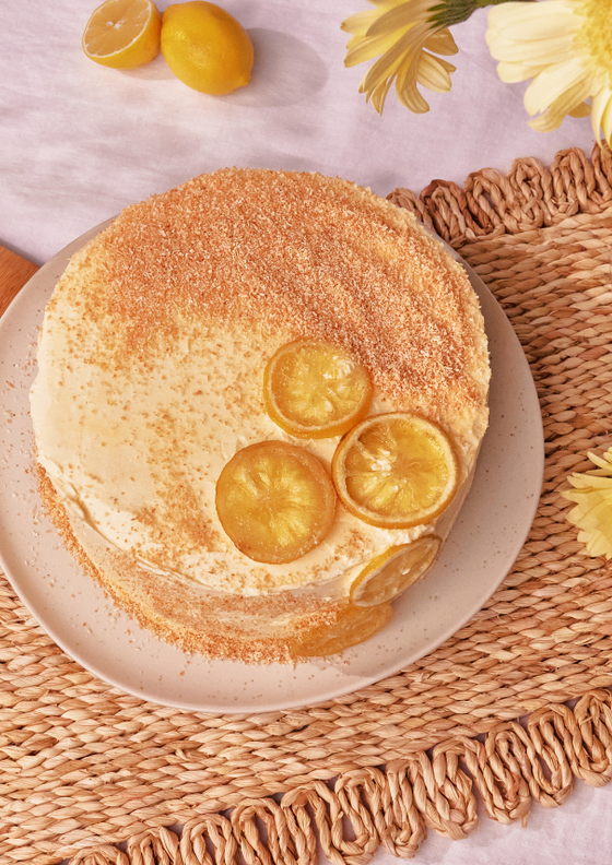 Coconut and lemon curd layer cake