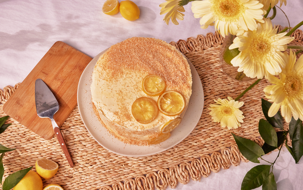 Coconut and lemon curd layer cake