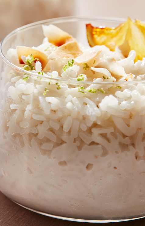 Coconut jasmine rice pudding
