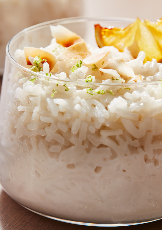 Coconut jasmine rice pudding