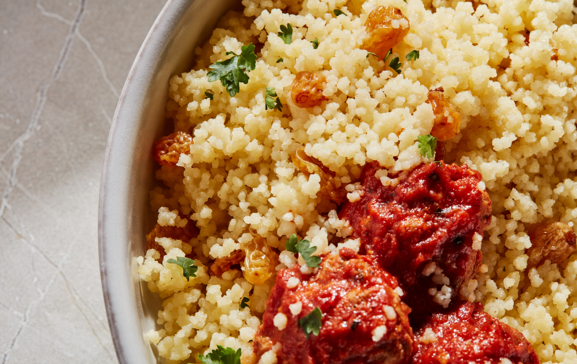 Tangy Moroccan meatballs and couscous