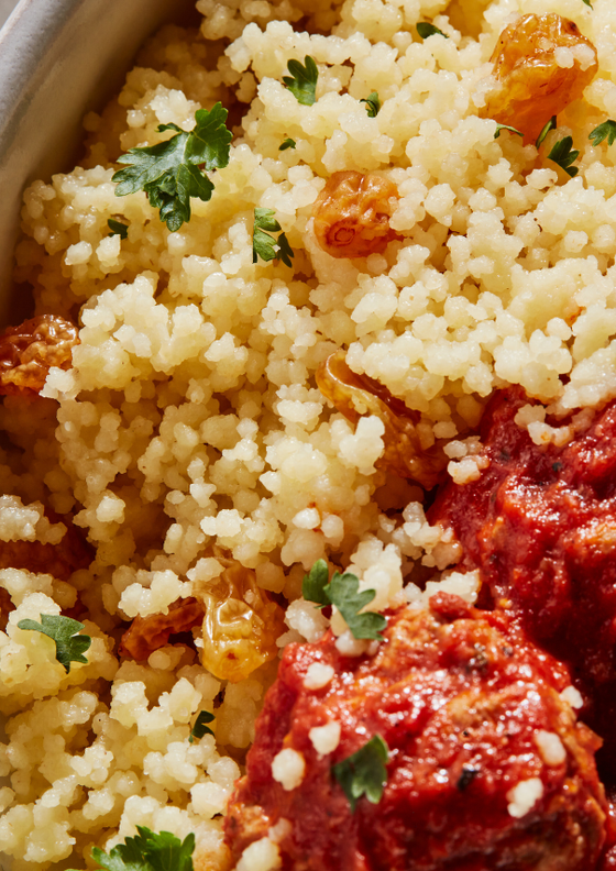 Tangy Moroccan meatballs and couscous
