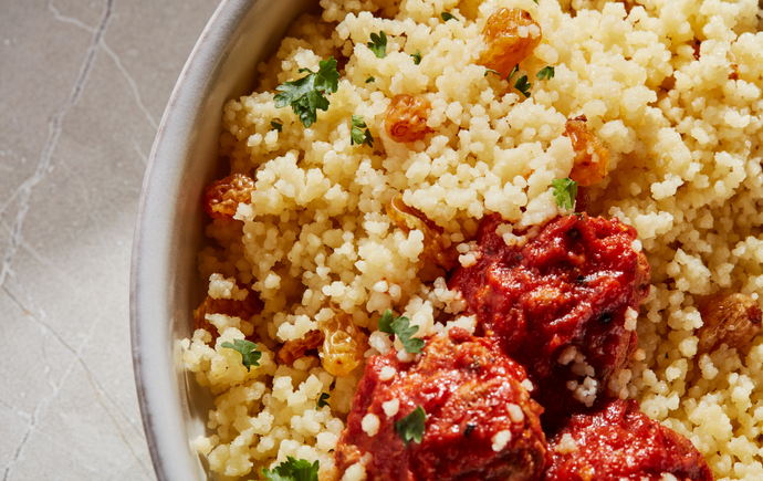 Tangy Moroccan meatballs and couscous