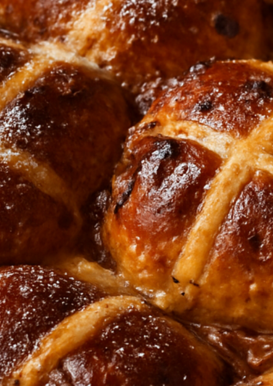 Hot cross bun espresso bread and butter pudding