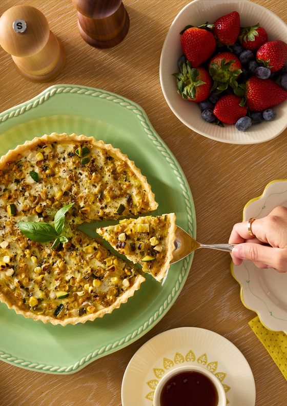 Corn, Zucchini, and Mozzarella Quiche - Colour of the Year 2025