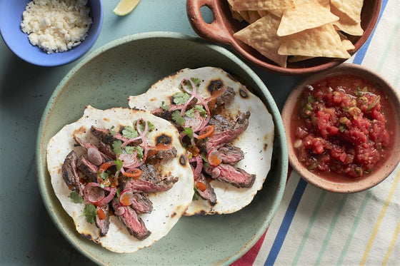 Carne asada tacos with flour tortillas recipe