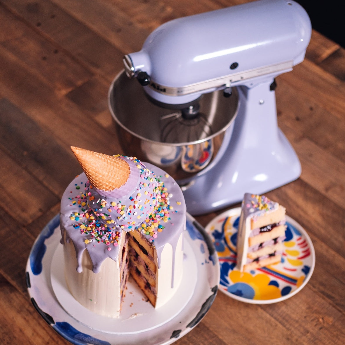 Lemon Blueberry Upside Down Ice Cream Cake | Katherine Sabbath