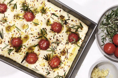 Garlic, rosemary and tomato foccacia