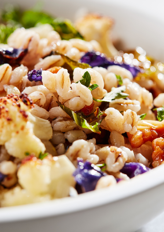 Sheet pan barley salad