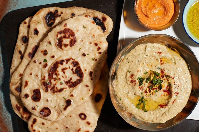 Naan bread with baba ganoush