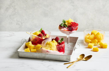 Mango and raspberry granita