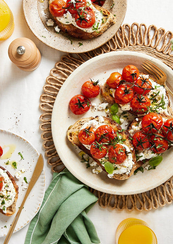 Whipped feta and tomato bruschetta