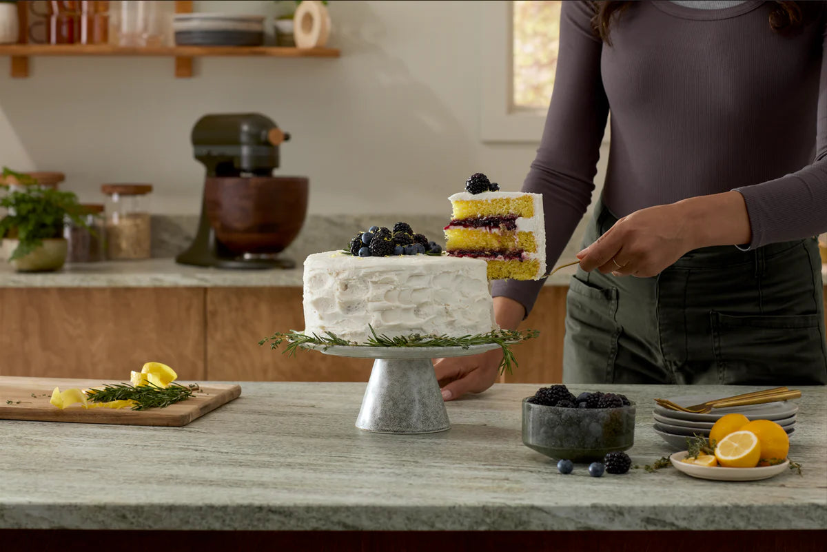 Lemon Rosemary Layer Cake with Dark Berries