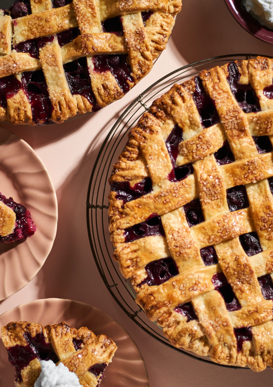 Blueberry lattice pie