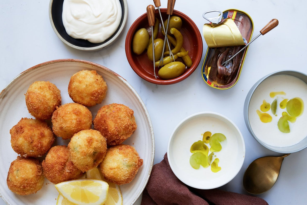 Salt cod fritters & ajo blanco