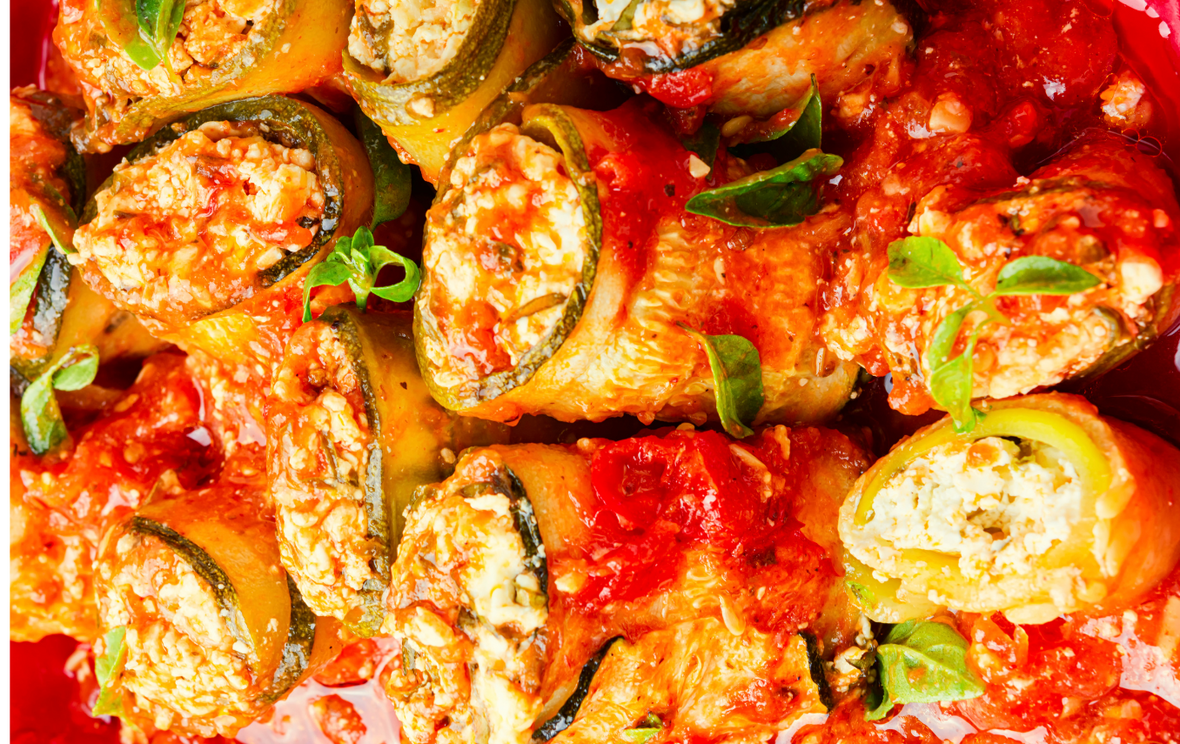 Zucchini lasagna rolls using the vegetable sheet cutter attachment