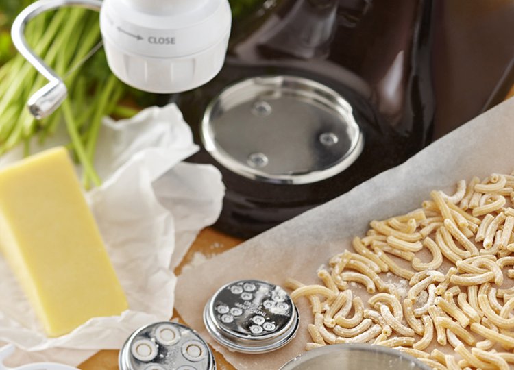 Homemade macaroni with a cheese sauce