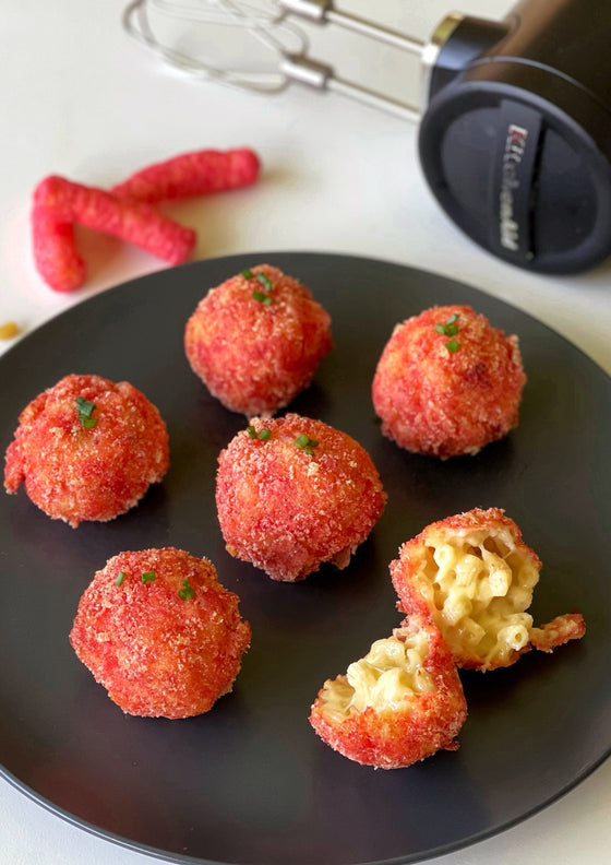 Hot cheetos deep-fried mac & cheese balls | Audreysaurus