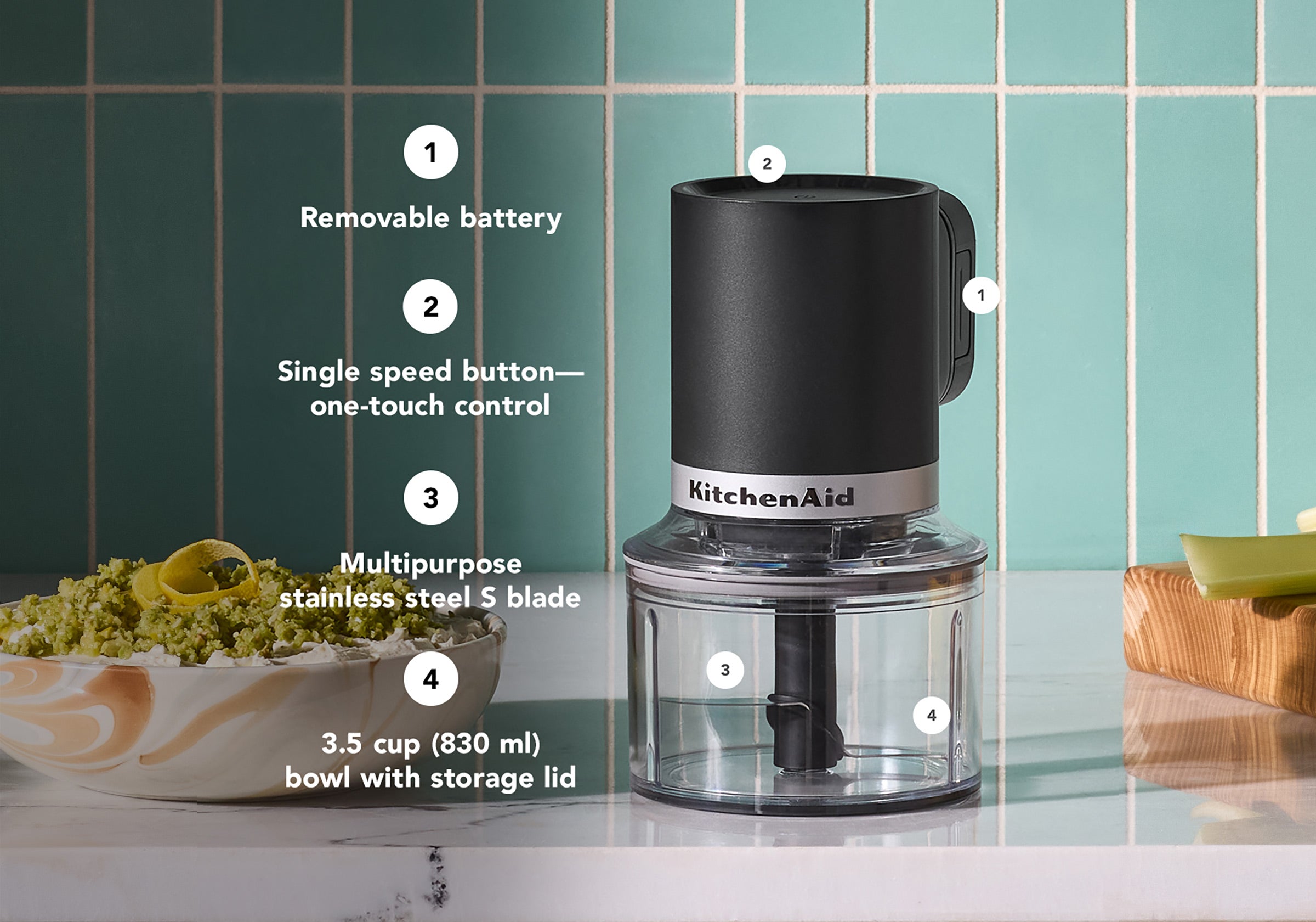 KitchenAid Go Cordless Top Down Chopper With Battery