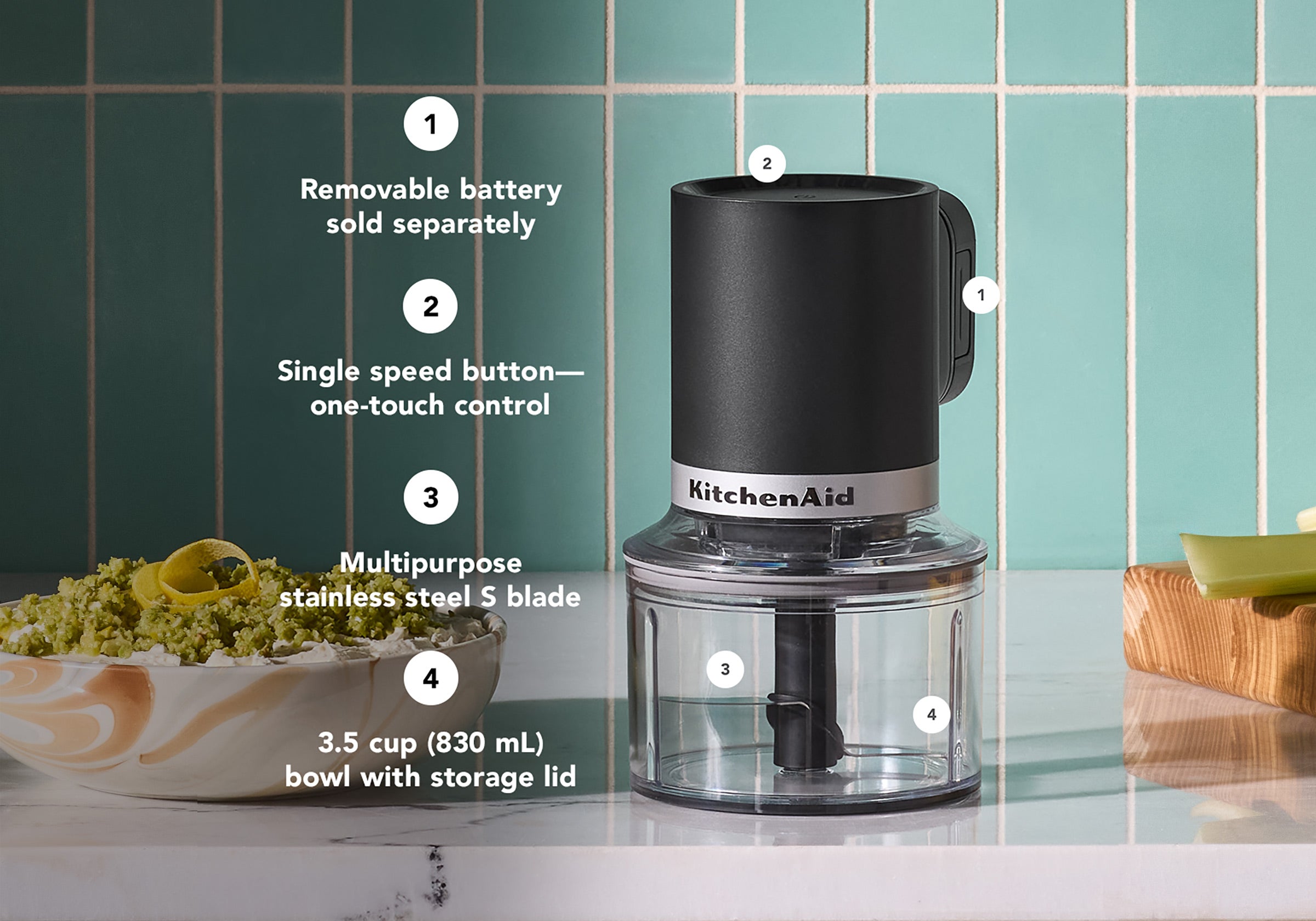 KitchenAid Go Cordless Top Down Chopper Without Battery